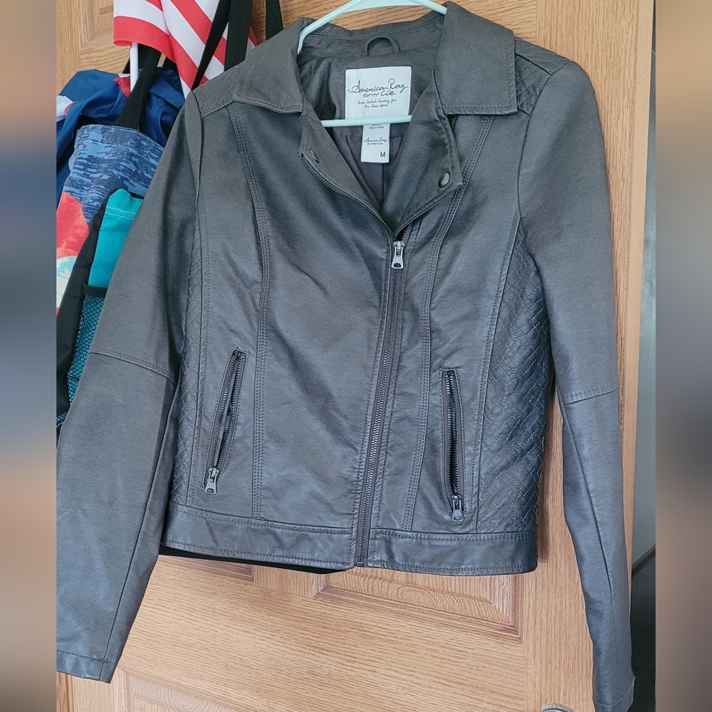 Size medium zip up faux leather jacket
